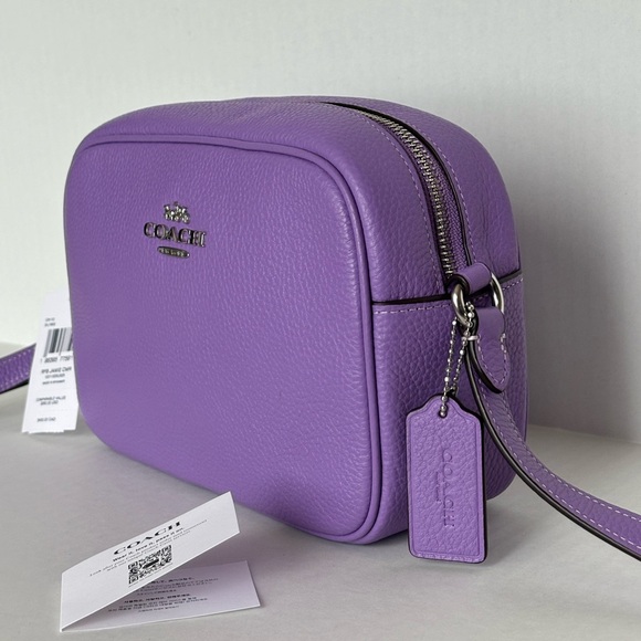 NWT Coach Jamie Refined Pebble Leather Camera Bag CR110 in Silver/Iris - Picture 7 of 16